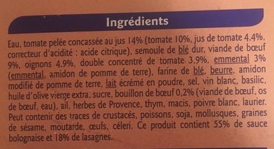Lasagnes bolognaise surgelées - Ingredients - fr