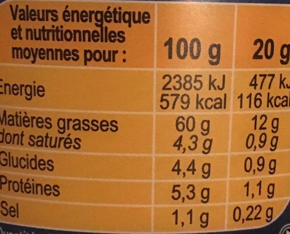 Tarama aux Oeufs Cabillaud - Nutrition facts - fr
