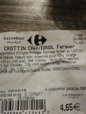Crottin Chavignol Fermier - Ingredients - fr