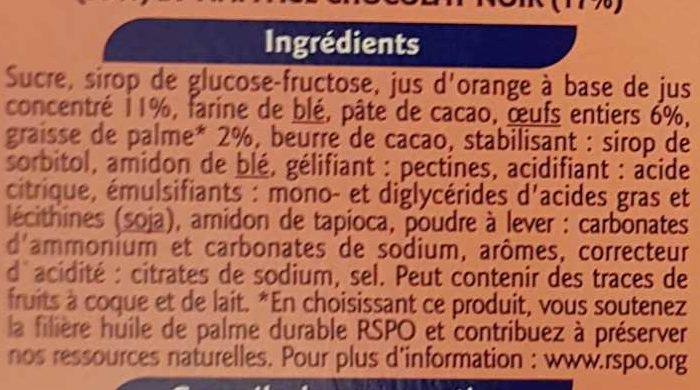 Génoises Orange - Ingrediënten - fr