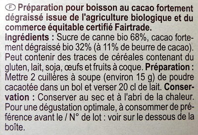 Poudre cacaotée 32 % de cacao maigre - Ingredients - fr