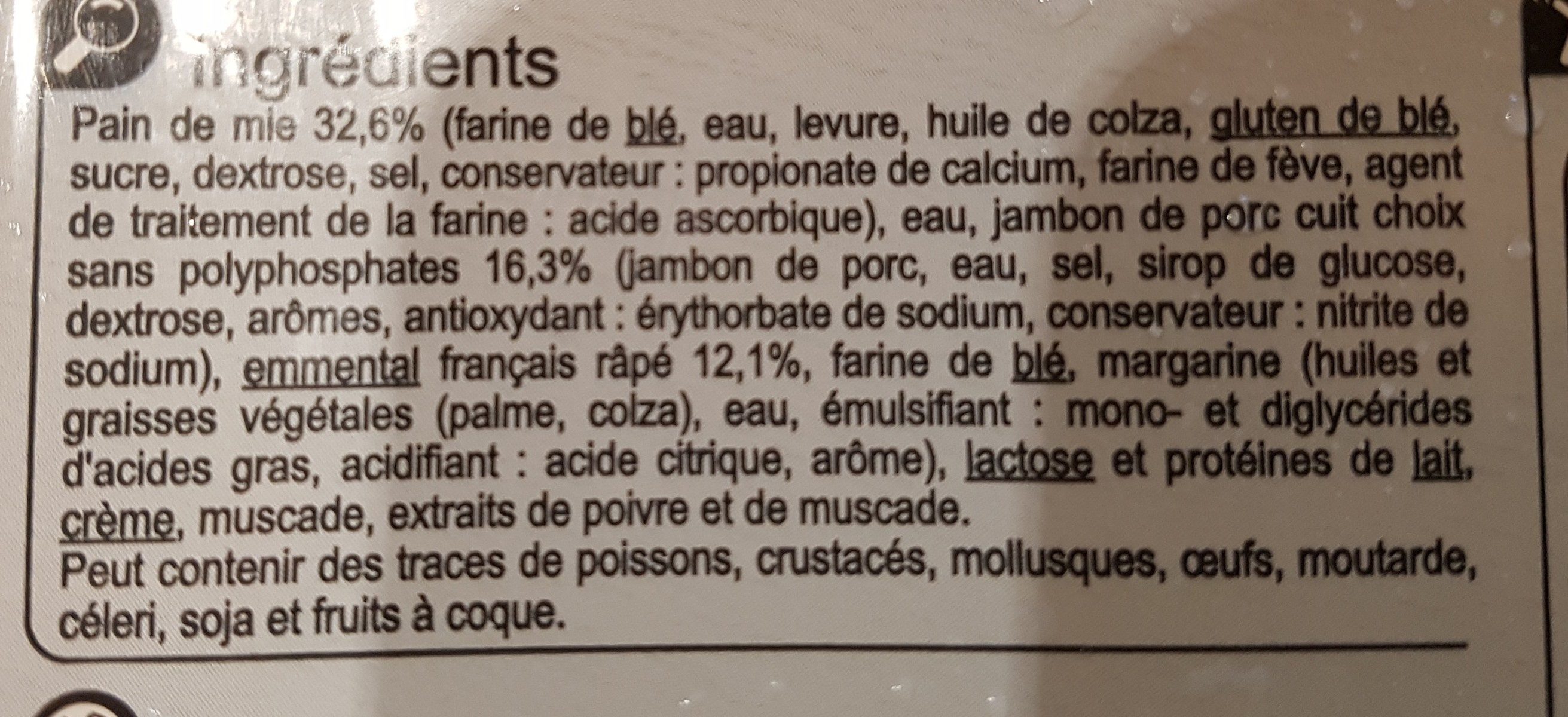 Croque-monsieur gratiné - Ingredients - fr