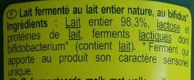 Bifidus nature - Ingredients - fr