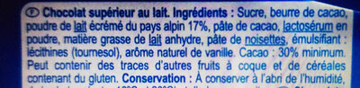 Carrefour Chocolat Au Lait Du Pays Alpin - Ingrédients