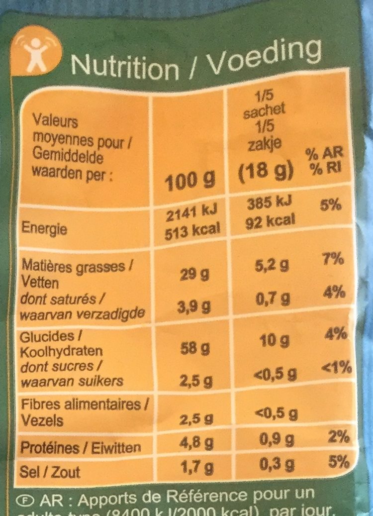 Croustillants goût emmental - Informació nutricional - fr