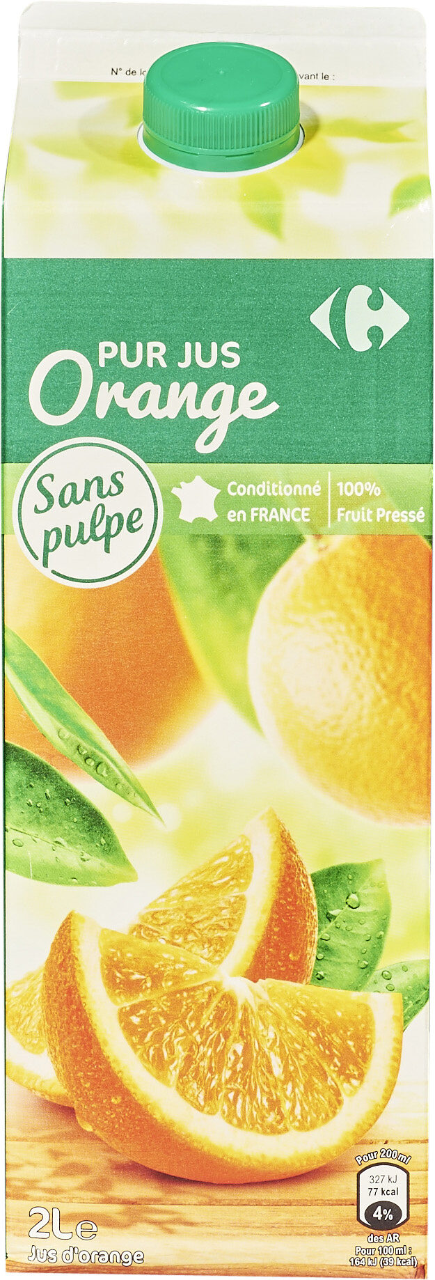 100% pur jus jus d'orange sans pulpe - Producte - fr