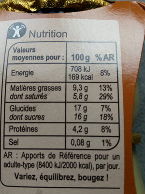 Petit pot de crème au caramel - Nutrition facts - fr