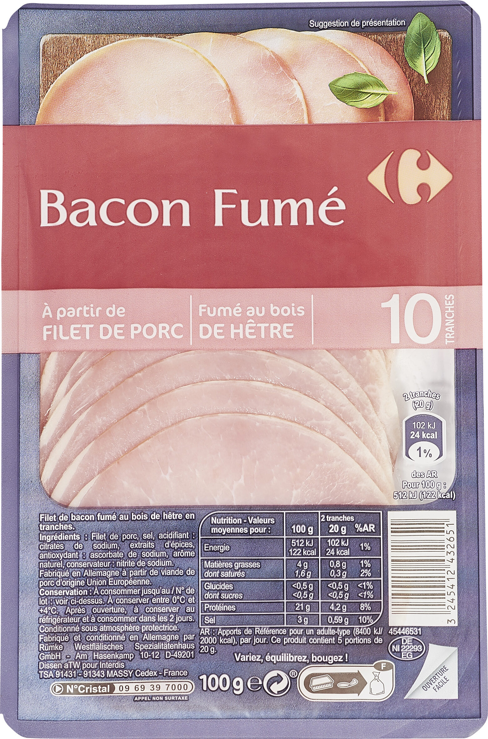 Bacon fumé au bois de hêtre - 产品 - fr