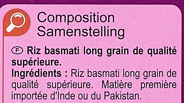 Basmati - Ingredienti - fr