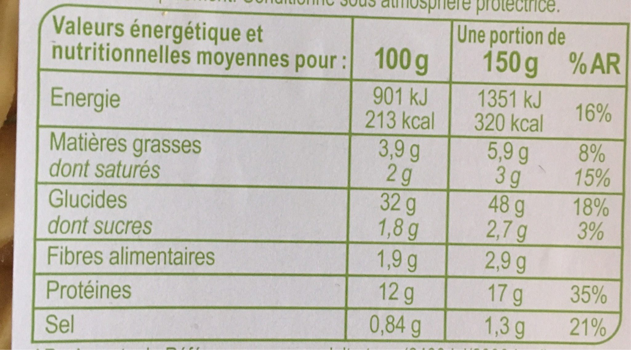 Ravioli jambon - Nutrition facts - fr