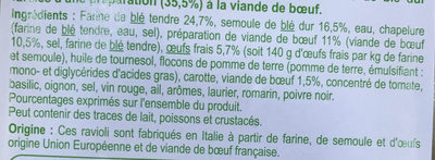 Ravioli Bœuf - Ingrediënten - fr