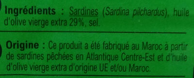 Sardines à l'huile d'olive vierge extra - Ingrédients
