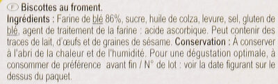 Biscottes Nature - Ingredientes - fr