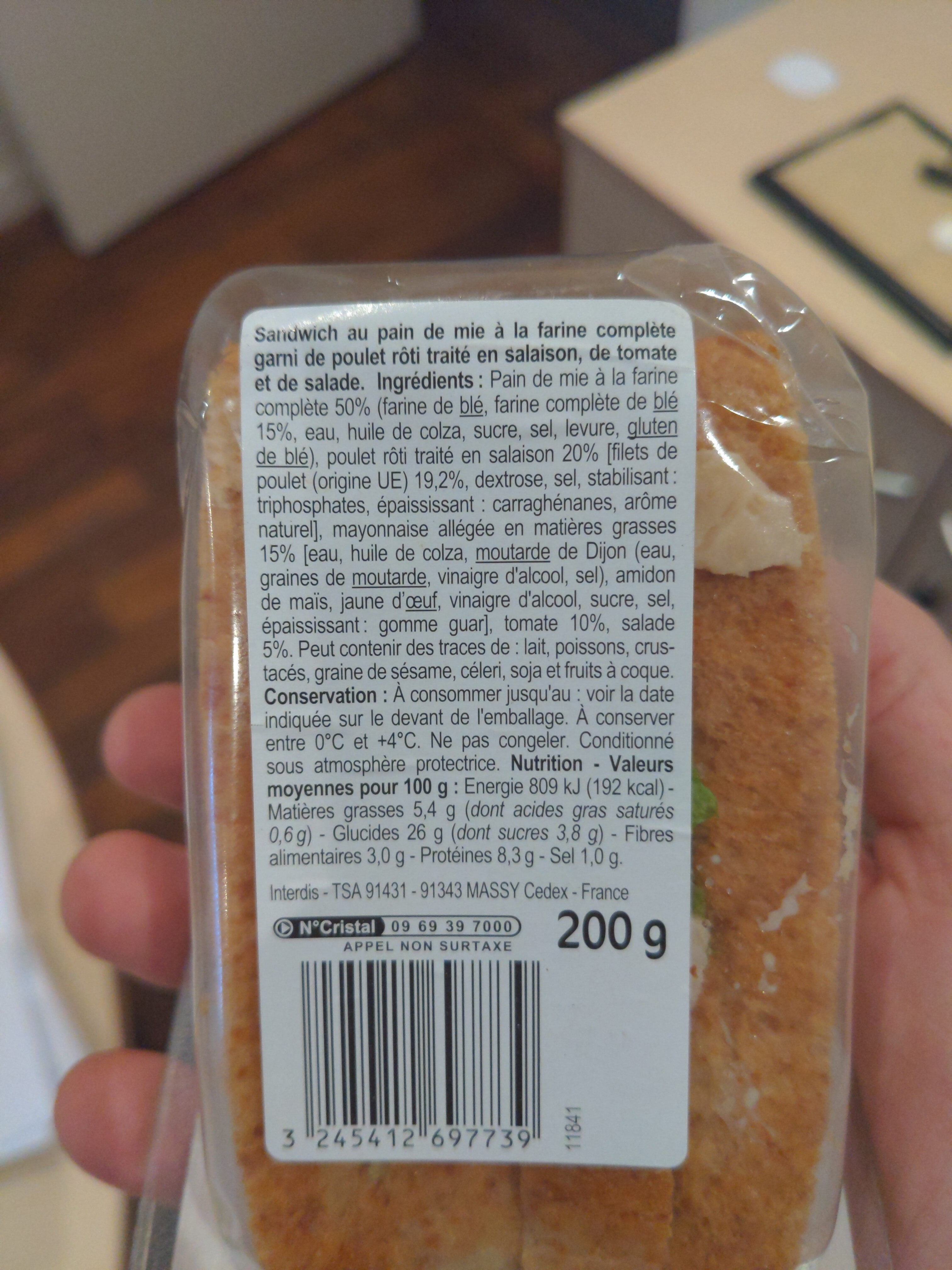 MAXI Poulet rôti crudités pain complet - Ingrediënten - fr