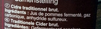 Cidre traditionnel - Ingredienser - fr