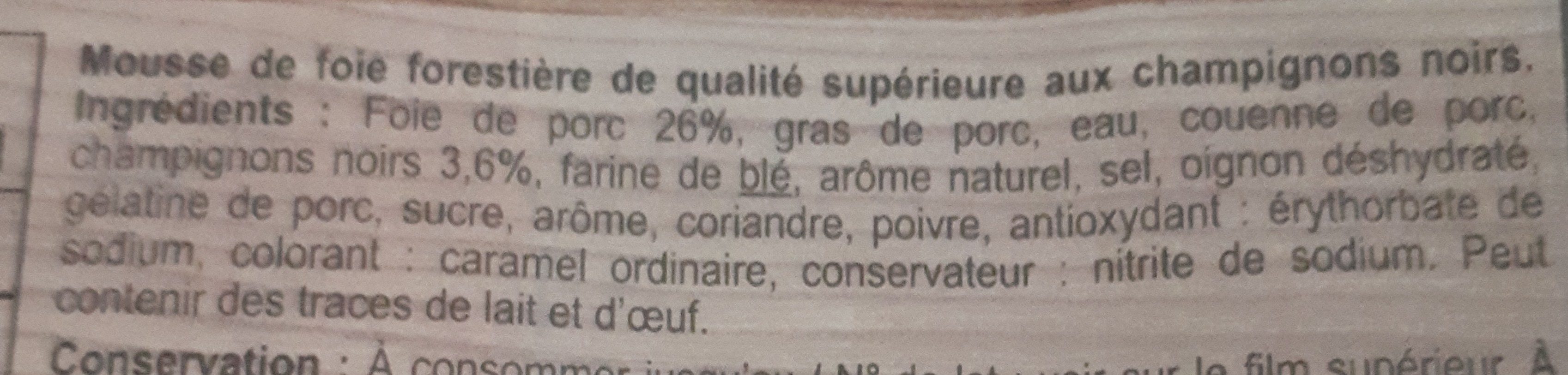 Mousse forestière - Ingrediënten - fr