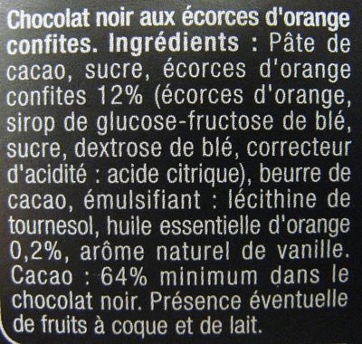 Écorces d'orange confites noir - Ingredients - fr