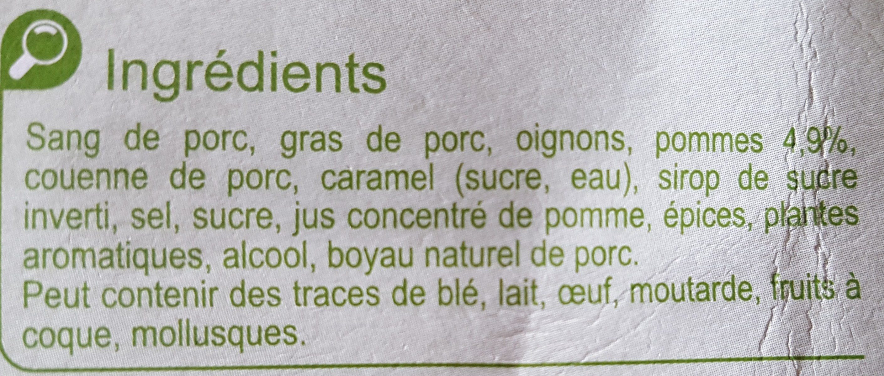Boudins noirs aux Pommes - Ingrediënten - fr