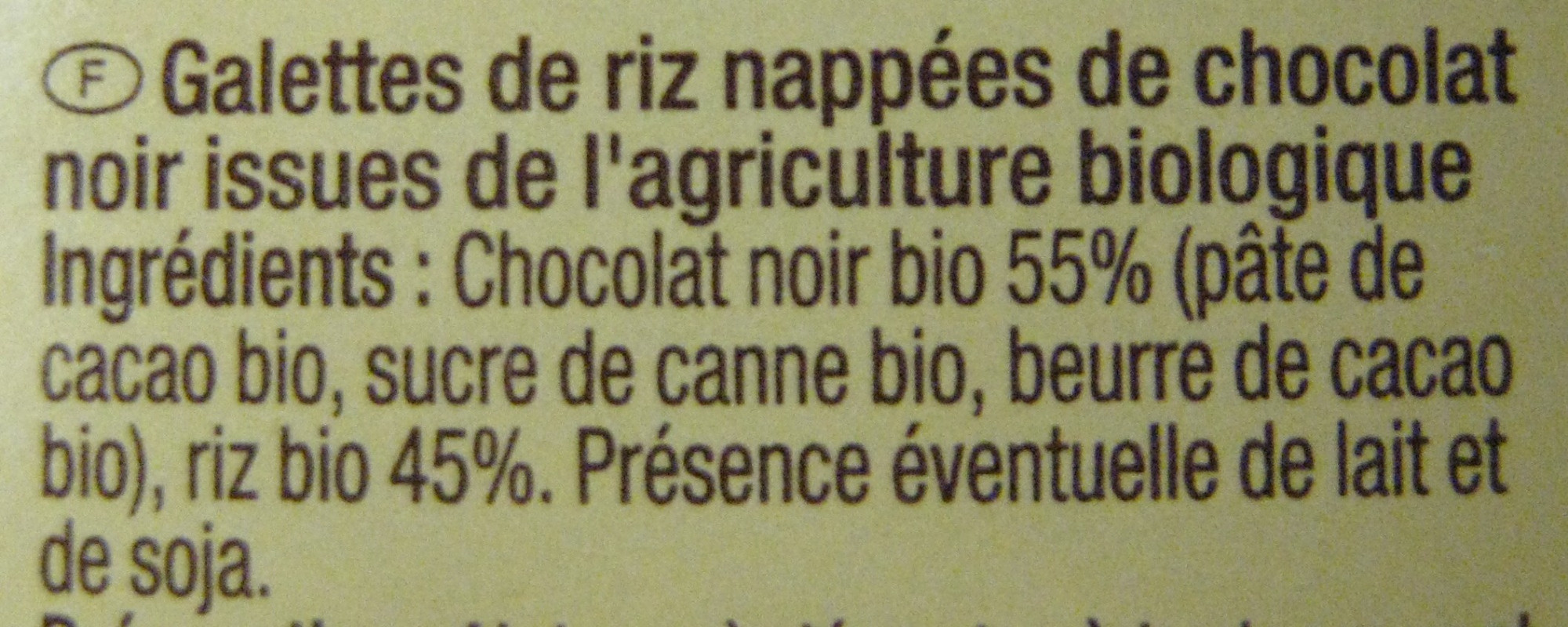 Galettes de riz nappées chocolat noir - Ingredients - fr