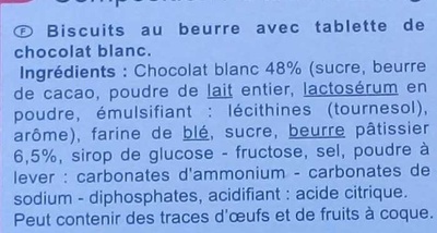 LE PETIT BEURRE TABLETTE Chocolat blanc - Ingredientes - fr