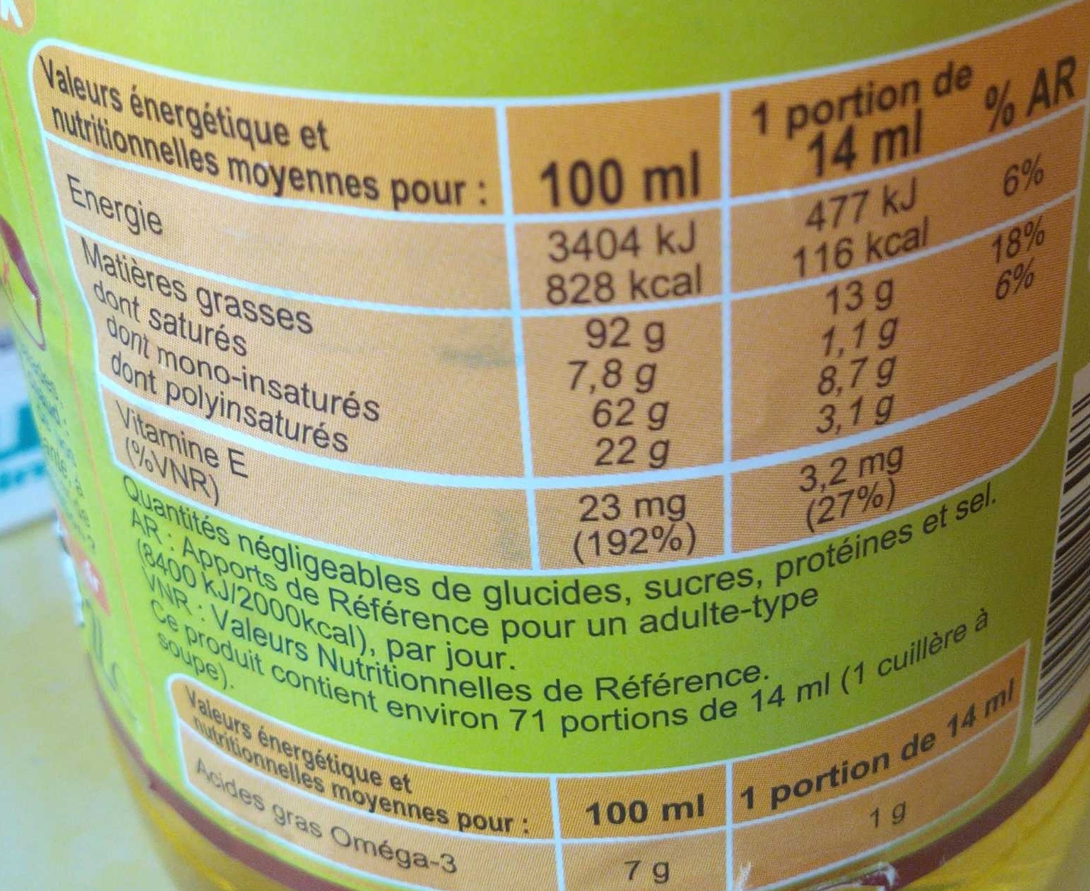 Mélange colza & olive - Nutrition facts - fr