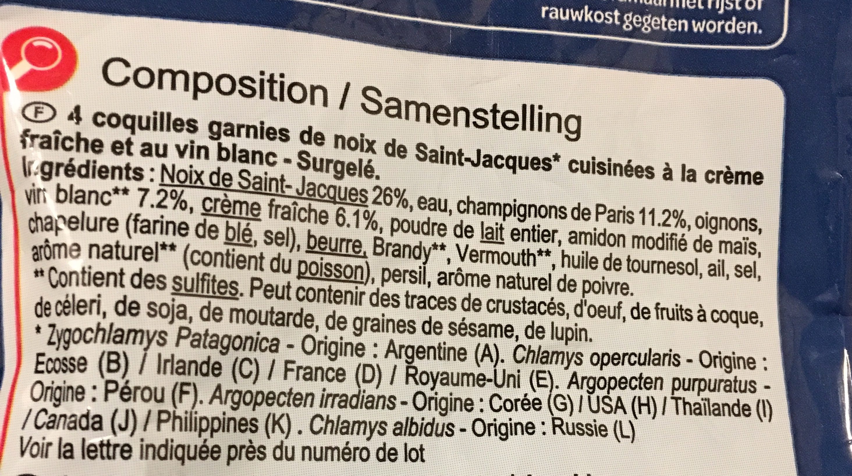 4 Coquilles Saint-Jacques* - Ingredients - fr