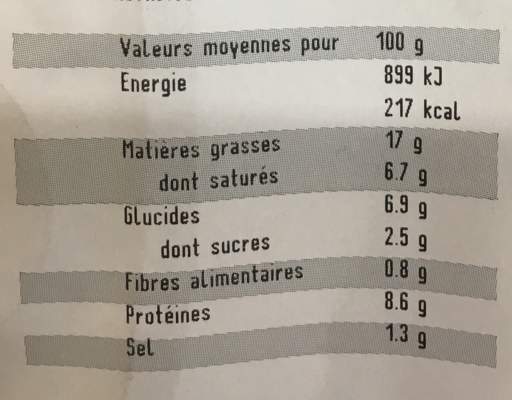 Boudin blanc à la truffe d'été 3% à l'Ancienne - Voedingswaarden - fr