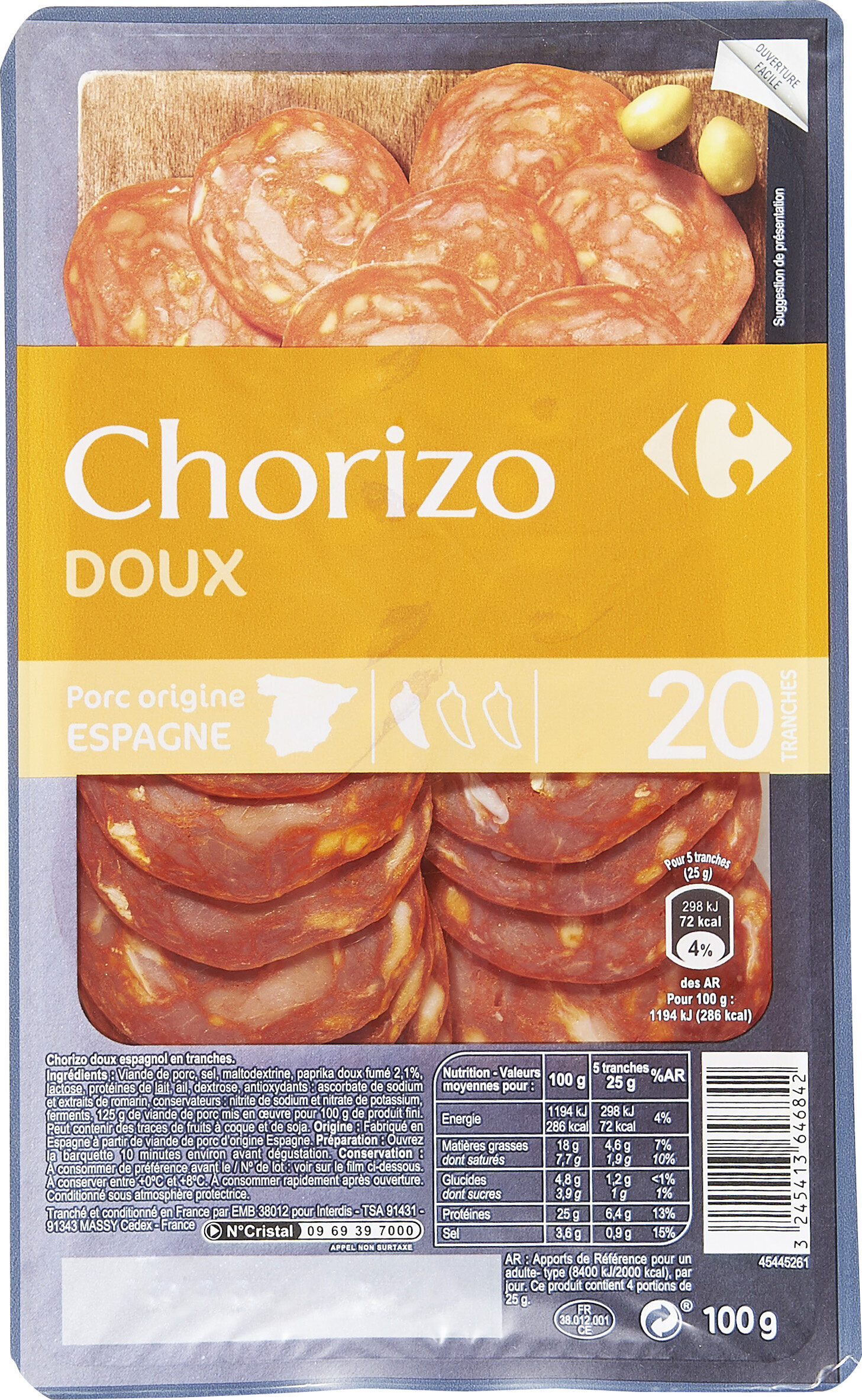 Chorizo doux - Product - fr