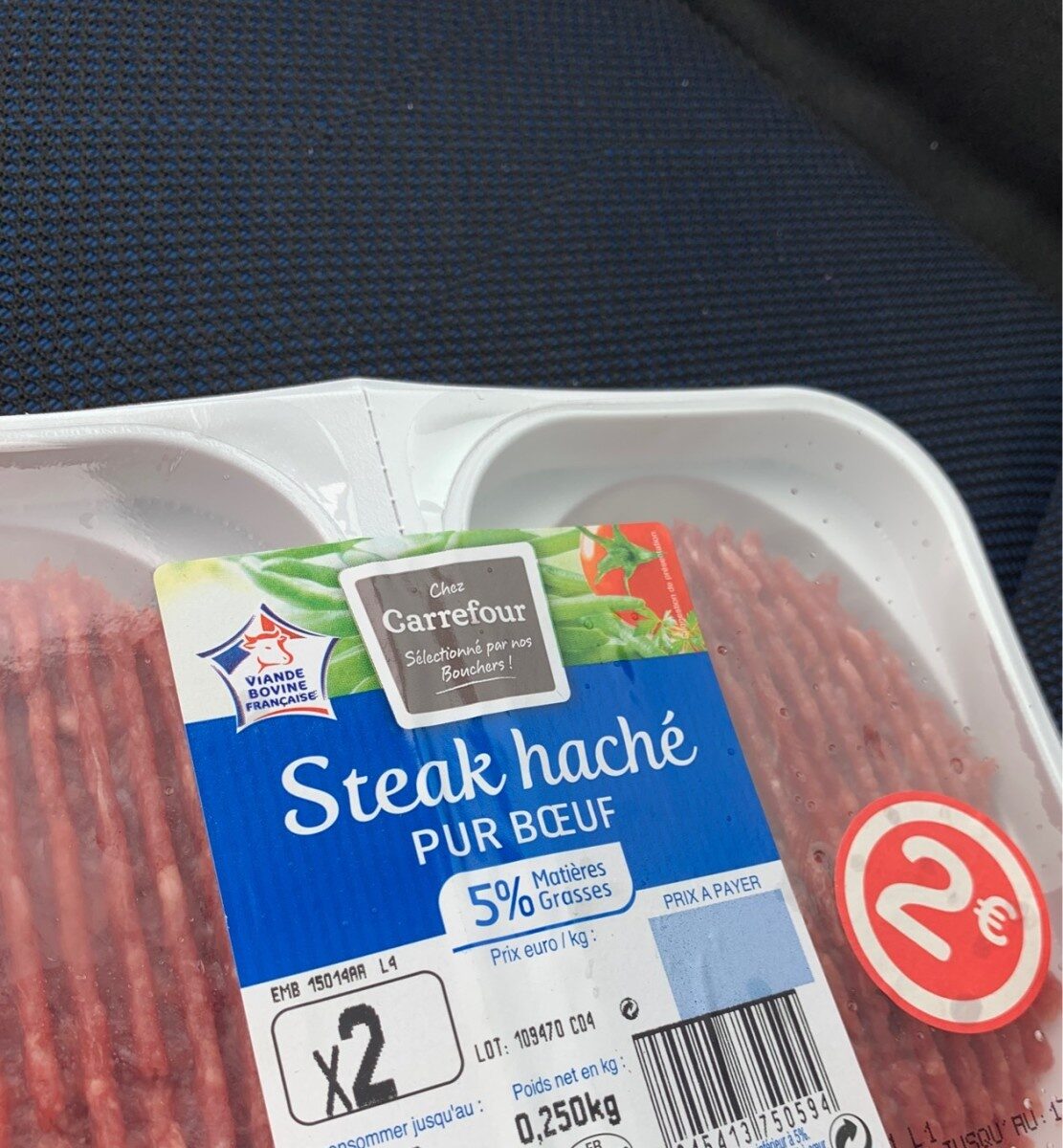 Steak haché (x 2), Pur Bœuf (5 % MG) - Produit