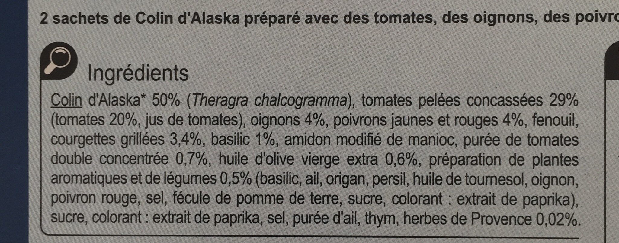 Colin d'Alaska sauce provençale - Ingrédients