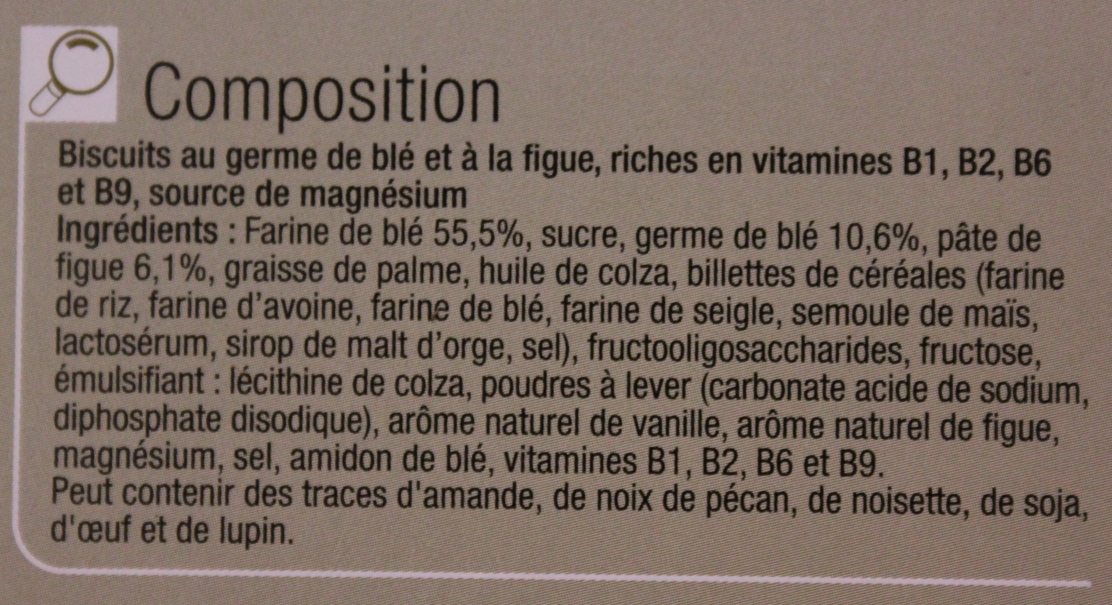 Biscuits germe de blé figue - Ingredients - fr