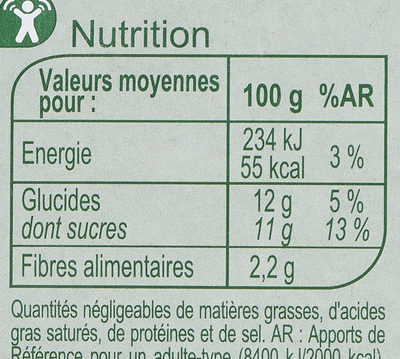 Compote de Pomme🍎 Banane🍌 - Nutrition facts - fr
