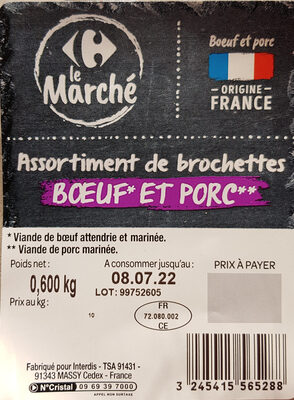 Assortiment brochettes porc & bœuf spécial barbecue - Product - fr