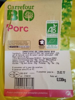 Saucisse de Toulouse Bio - Product - fr