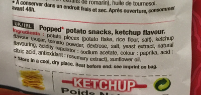 Snack poppé végétarien Pomme de Terre Ketchup - Ingredients