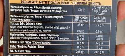 Auchan Dark Chocolate 72% - Nutrition facts - hu
