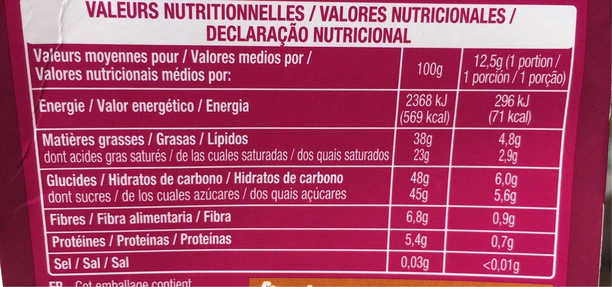 Auchan Noir Mousse au Chocolat - Informació nutricional - fr