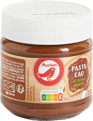 Auchan pate a tartiner cacao & noisettes 13% 200g - pack a - Produit