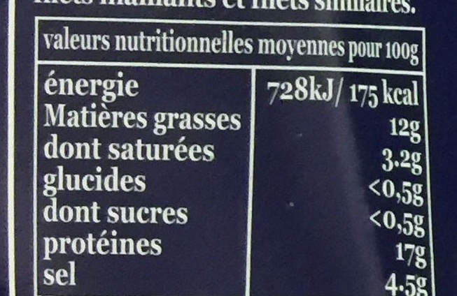 Filet de Hareng Fumés Doux - Nutrition facts - fr