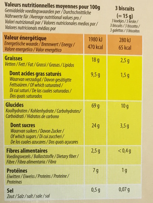 Assortiment de biscuits d'Alsace - Nutrition facts - fr