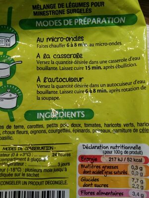 Minestrone, 1kilo, Marque D'aucy - Ingrédients