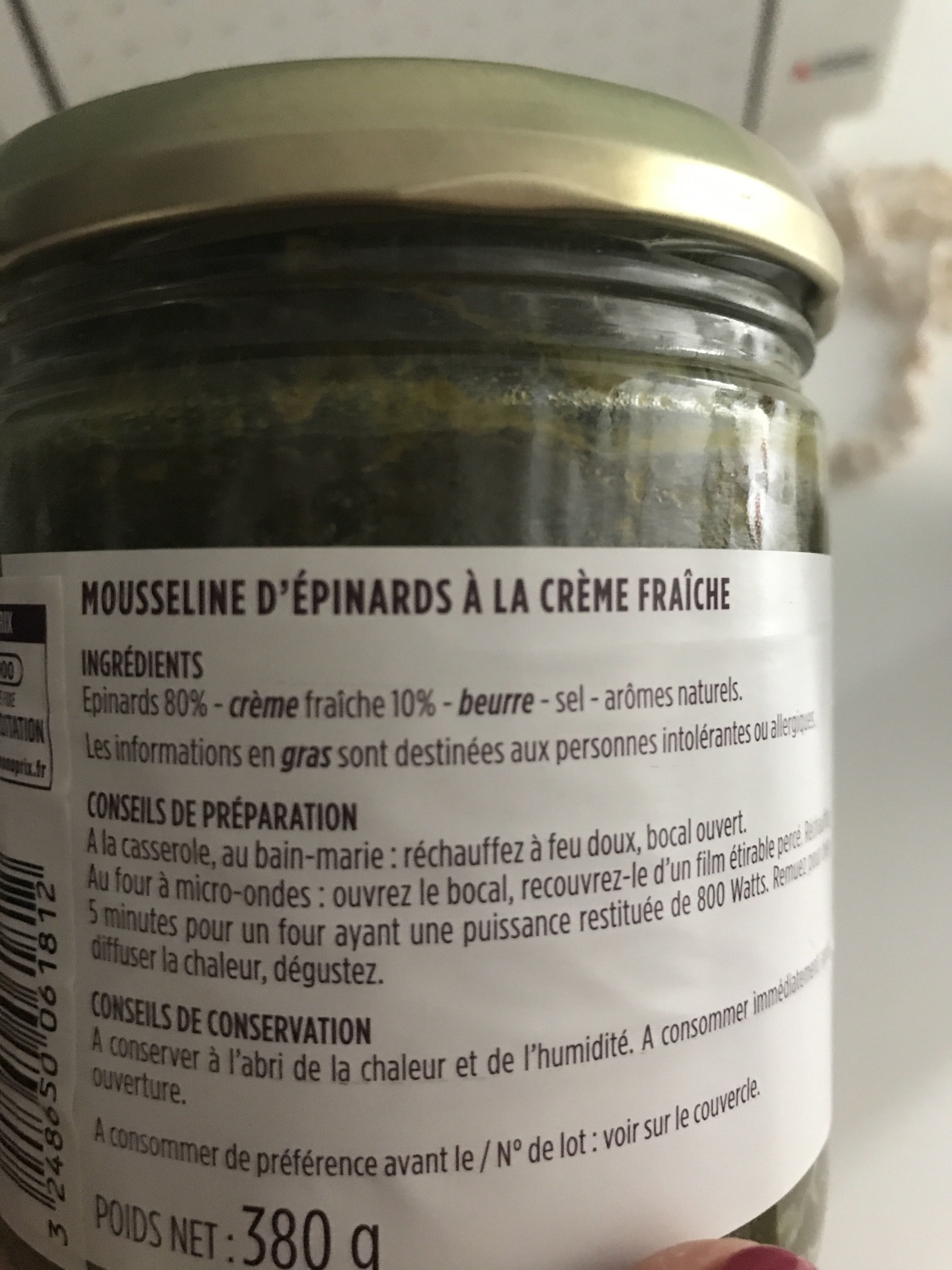 Mousseline d'épinards à la crème fraîche - Product - fr