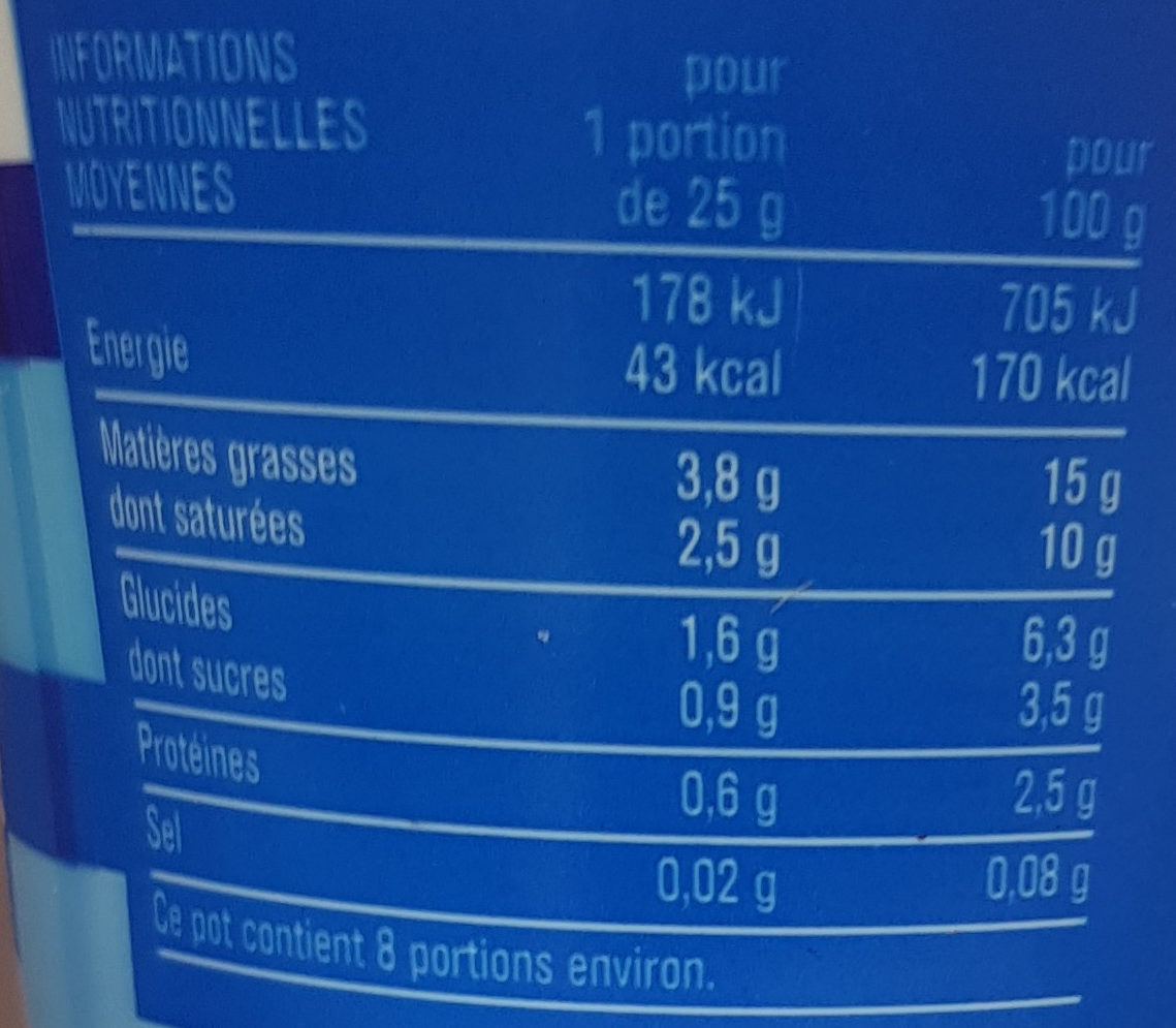 Crème Fraîche Légère - Nutrition facts - fr