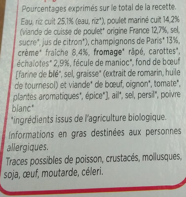 Risotto au Poulet et aux Champignons BIO - Ingrédients