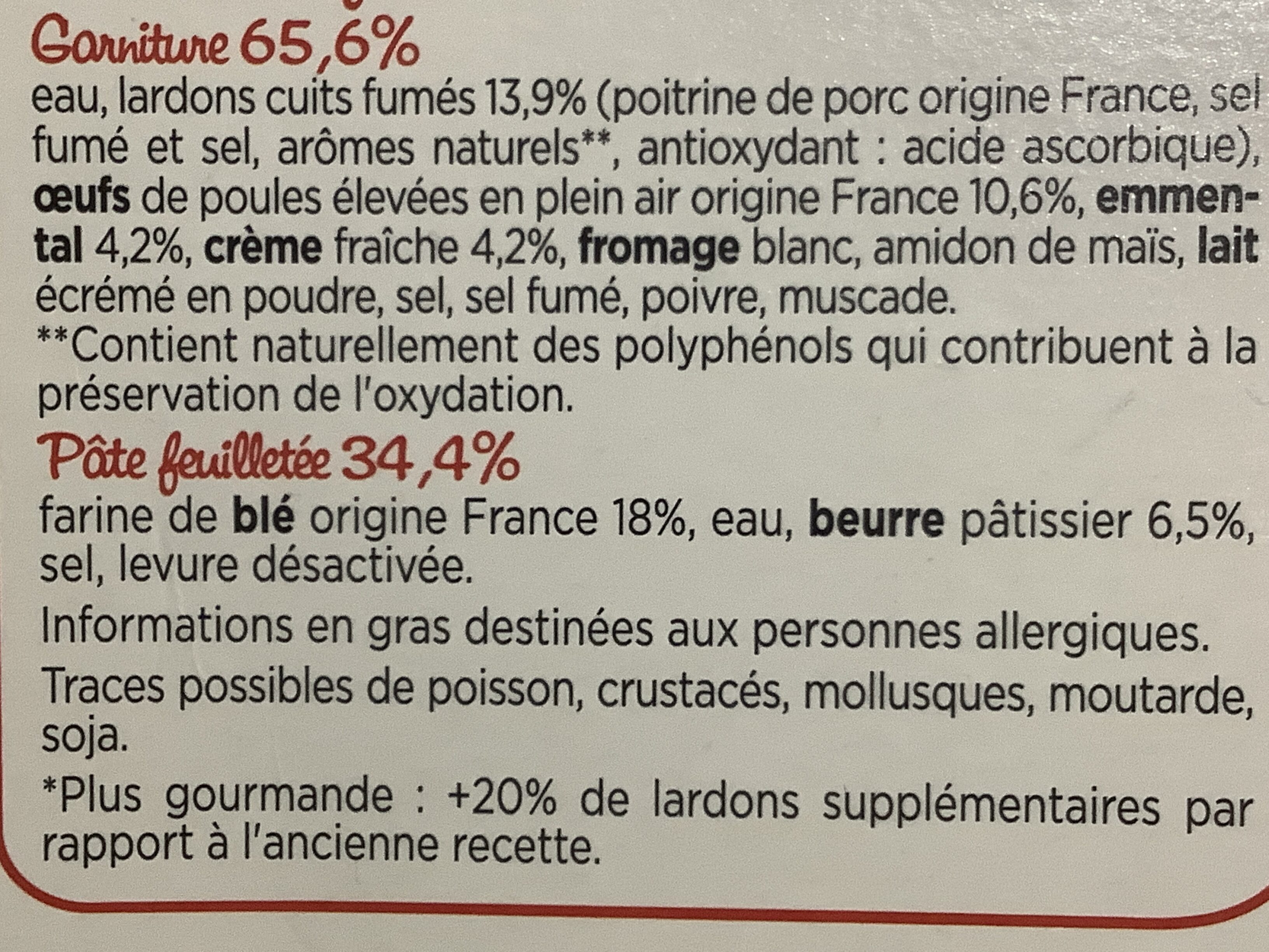 Quiche Lorraine pur beurre - Ingredients - fr