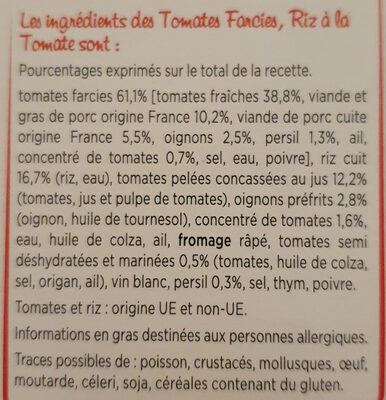 Tomates farcies & riz à la tomate - Ingrédients