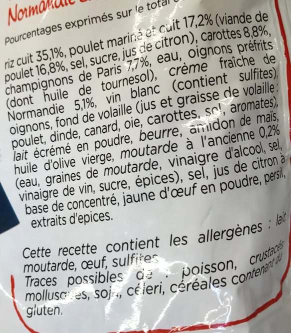 Blanquette de volaille à la crème fraîche de Normandie - Zutaten - fr