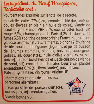 Bœuf Bourguignon Tagliatelles - Ingredients - fr