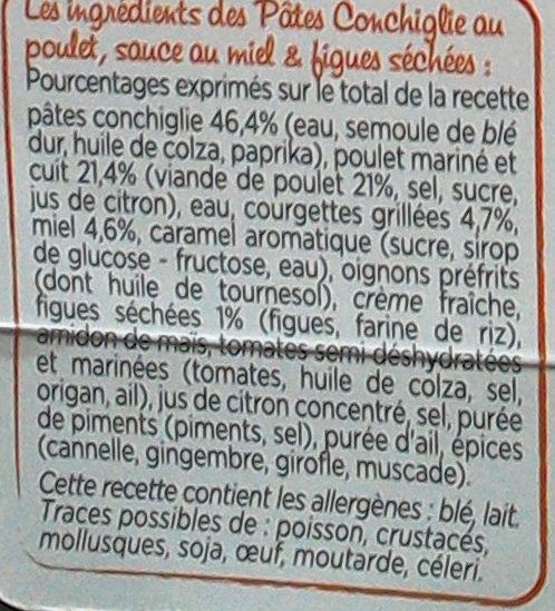 Pâtes conchiglie au Poulet - Ingredients - fr