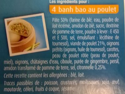 4 Banh Bao Poulet & Citronnelle - المكونات - fr